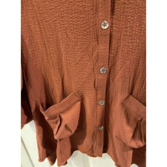 Soft Surroundings Top Womens XS Plein Art Tunic Ruffle Collar Button boho casual - Picture 6 of 9